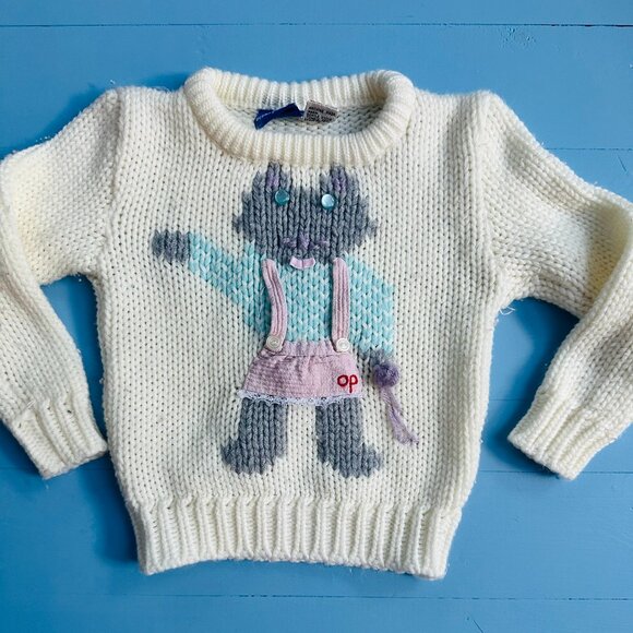 Vintage Other - Vintage 80s Ocean Pacific Sweater, Vintage Cat Sweater, Animal Sweater, Kitten